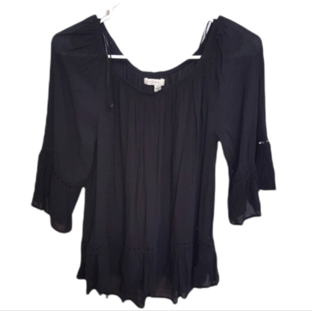 FEVER Lace Black Drape Blouse